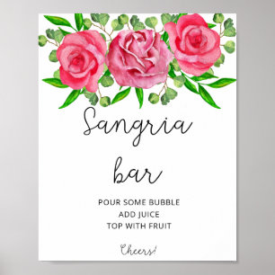 Poster Cartaz de bar de sangria floral em aquarela