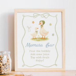 Poster Cartaz de Bar Momosa de Chuveiro de Bebê Mãe Gansa