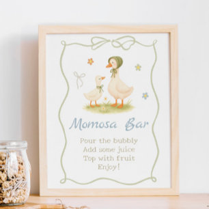 Poster Cartaz de Bar Momosa de Chuveiro de Bebê Mãe Gansa