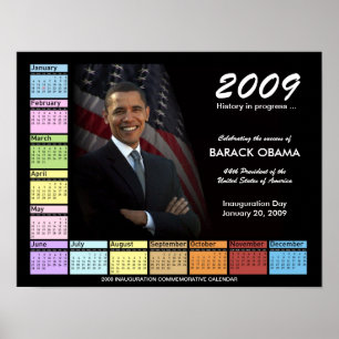 Poster Cartaz de Barack Obama com Calendário de 2009