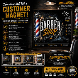 Poster Cartaz de Barbearia | Design de Anúncio de Barbear