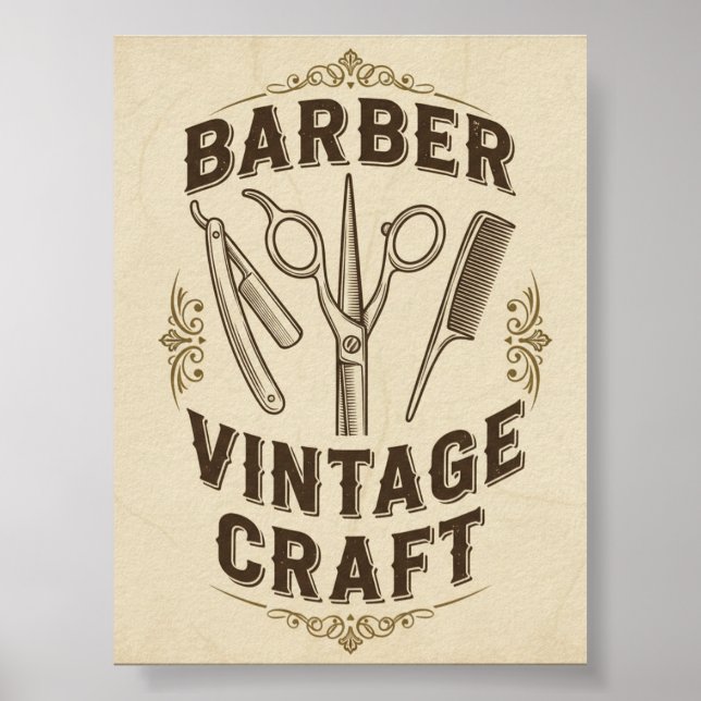 Poster Cartaz de Barbearia Vintage (Frente)