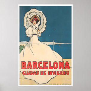 Poster Cartaz de Barcelona Espanha Arte Retro Viagem Espa