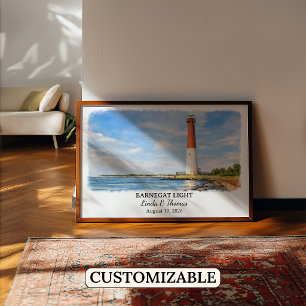 Poster Cartaz de Barnegat Light Nova Jersey, Aquarela