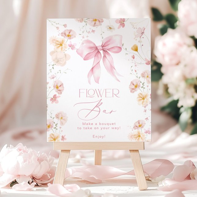 Poster Cartaz de Barra de Flores com Laço Rosa (Criador carregado)