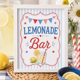 Poster Cartaz de Barra de Limonada Vermelho Branco & Devi