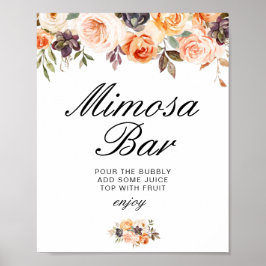 Poster cartaz de barra de mimosa para chá de noiva floral