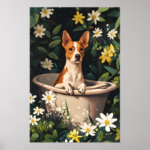 Poster Cartaz de Basenji na Banheira, Cartaz Divertido de