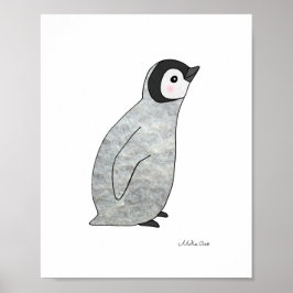 Poster Cartaz de Bebê Pinguim Fofo Decoração de Arte para