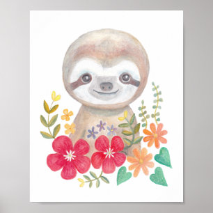 Poster Cartaz de Bebe Preguiça Arte de Berçário de Bebe P