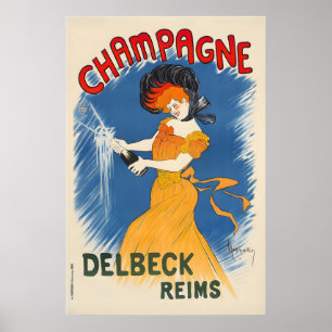Poster Cartaz de bebida Champagne Delbeck Reims Vintage p