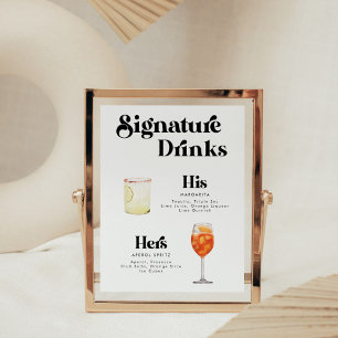 Poster Cartaz de Bebidas com Assinatura em Estilo Retrô V