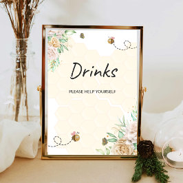 Poster Cartaz de bebidas de abelha em aquarela Ajude-se a