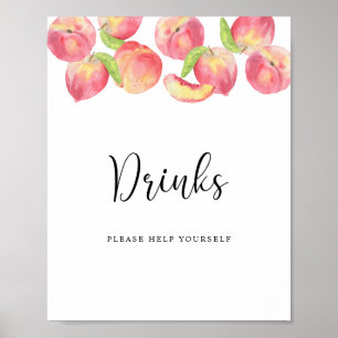 Poster Cartaz de bebidas de água-marinha Pêssego Sirva-se