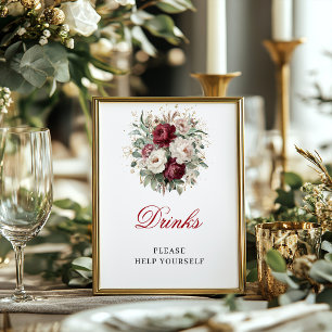 Poster Cartaz de Bebidas em Dourado Burgundy Gold Blush 8