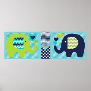Póster Cartaz de Berçário Amigos Elefante