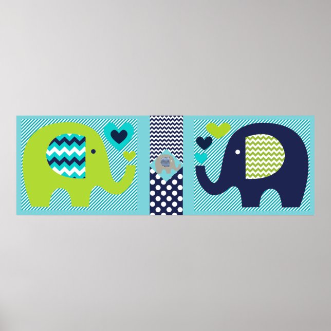 Póster Cartaz de Berçário Amigos Elefante (Frente)