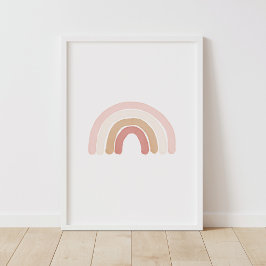 Poster Cartaz de Berçário Arco-íris com Aquarela Rosa