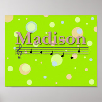 Poster Cartaz de Berçário com Nome Musical Madison