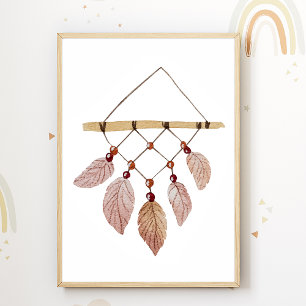 Poster Cartaz de Berçário com Penas em Aquarela Decoração