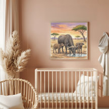 Cartaz de Berçário da Mamãe Búfalo Africano e Beze