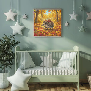 Poster Cartaz de Berçário de Animais da Floresta doouriço