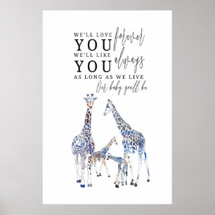 Poster Cartaz de Berçário de Animais, tema Safari, Famíli