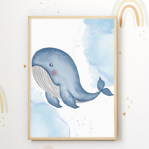 Poster Cartaz de Berçário de Baleia Animais Marinhos Cria