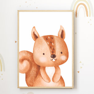 Poster Cartaz de Berçário de Esquilo Animal Decoração de