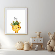 Cartaz de berçário de girafa bebê fofo