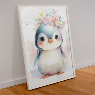 Poster Cartaz de Berçário de Pinguim Bebê