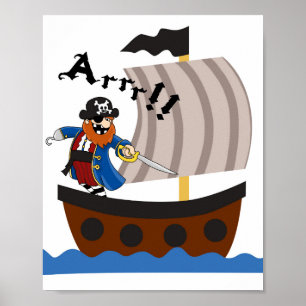 Póster cartaz de berçário de piratas