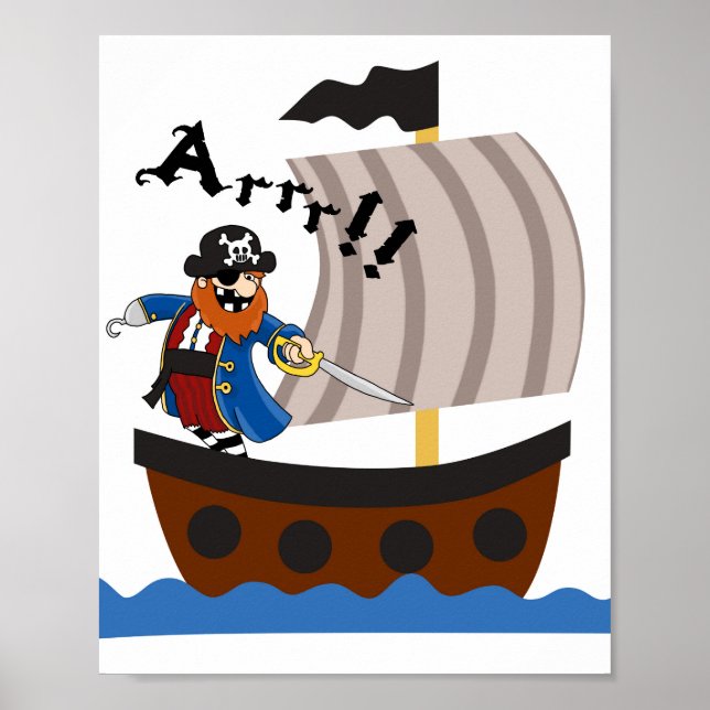 Póster cartaz de berçário de piratas (Frente)