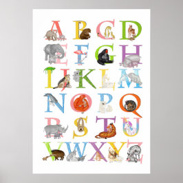 Poster Cartaz de berçário e quarto de crianças ABC de ani