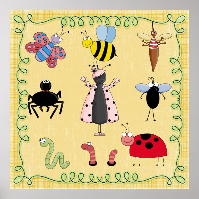 Póster Cartaz de Berçário Insetos (Frente)