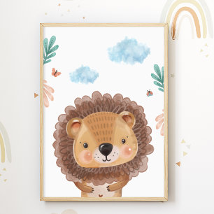 Poster Cartaz de Berçário Lion Safari para Sala de Crianç