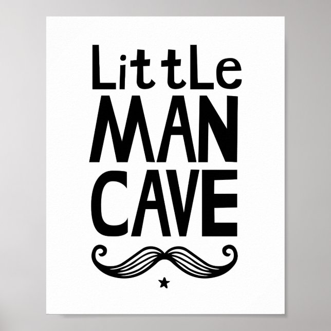 Poster Cartaz de Berçário Little Man Cave com Bigode (Frente)