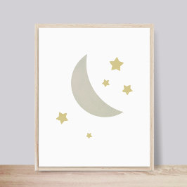 Poster Cartaz de Berçário Lua e Estrelas