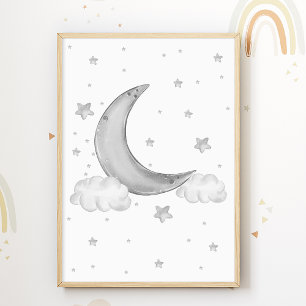 Poster Cartaz de Berçário Lua Estrelas Sala de Crianças I