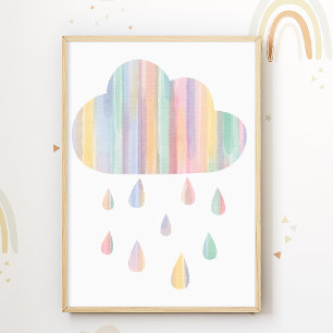 Poster Cartaz de Berçário Nuvem Pastel Quarto de Crianças