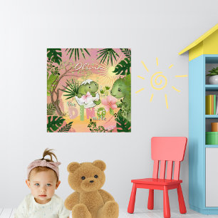 Poster Cartaz de Berçário Pink Dino-Mite para Meninas