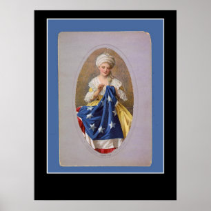 Poster Cartaz de Betsy Ross e a Bandeira