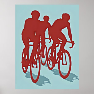 Poster Cartaz de Bicicleta de Estrada para Ciclistas Verm