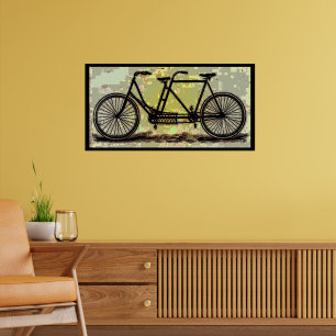 Poster Cartaz de Bicicleta Tandem Vintage / Bicicleta Con