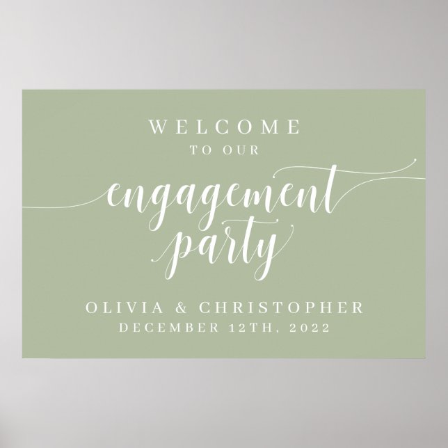 Poster Cartaz de Boas-Vindas à Festa de Noivado Sage (Frente)