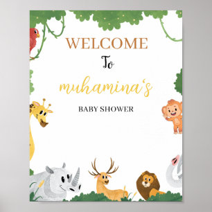 Poster Cartaz de Boas-Vindas ao Chá de Bebê Jungle Safari