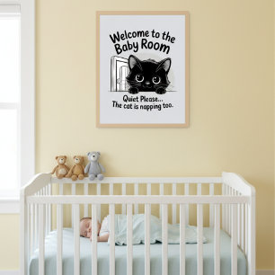 Poster Cartaz de Boas-vindas ao Quarto do Bebê Gato Silen