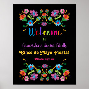 Poster Cartaz de Boas-Vindas com Bordado de Festa Mexican