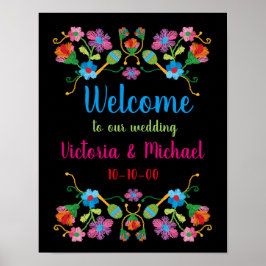 Poster Cartaz de Boas-Vindas com Bordado de Fiesta Mexica