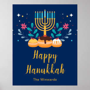 Poster Cartaz de Boas-Vindas da Festa de Hanukkah com Men